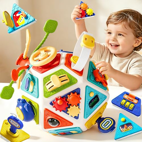 Sitodier Cubo de actividad 22 en 1 para niños pequeños, juguete Montessori de 1 año, tabla de actividades, juguete sensorial para 1, 2 y 3 años, juguete educativo para niños