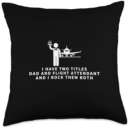 Flight Attendant and Dad Cabin Crew Men Flight Attendant Throw Pillow