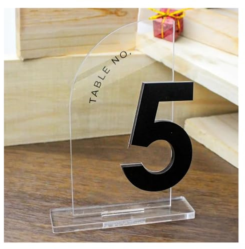 Numeri Da Tavolo Di Nozze Numeri Da Tavolo Moderni A Mezzo Arco, Decorazioni for Matrimoni In Acrilico, Ricevimento Con Supporto(Black on clear,Table 1-5)