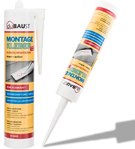 dubaust HMK24 Montagekleber Extrem Stark & Universell ALLE Untergründe Innen + Aussen 455g Kartusche Weiss