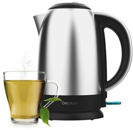 Cecotec Bollitore Elettrico da 1,7L Thermosense 200 Steel. 2200W, Corpo in Acciaio Inossidabile, Base Girevole 360º, Manico Ergonomico a Tocco Freddo, Indicatore Luminoso, Doppio Sistema di Protezione