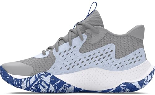 Under Armour Unisex Ua Jet '23 Basketballschuh, Mod Gray Nimbus Blue Tech Blue, 43 EU