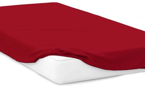 Mixi Trends Spannbettlaken Jersey Spannbetttuch 100% Baumwolle Bettlaken Bettlaken, Größe:90 x 200 cm, Farbe:Rot