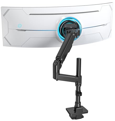 BEWISER Monitor Halterung 1 Monitore für 34-57 Zoll Flach & Curved Bildschirm Höhenverstellbar, Heavy Duty Monitor Mount Haltet bis zu 25KG, Ultrabreite Aluminium Monitor Arm Mount, Schwarz