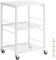 smusei Beistelltisch Weiß, 3-Stöckig Klein Nachttisch Couchtisch Beistelltisch mit Rollen, Druckerständer Sofatisch Couchtisch für Küche, Schlafzimmer, Badezimmer, Büro, Wohnzimmer, 40x30x57cm