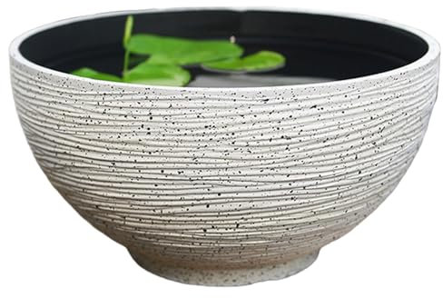 Tadoiooy Pot de Plante Flottante, Grand jardinière de Bol à Lotus Exquis, 14x7x7 extérieur Rond Succulent Pots lys pour Bureaux, salles de Banquet, Salons, Blanc