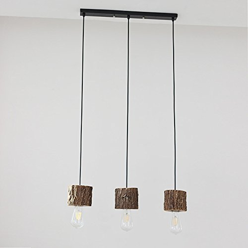 Lampadario a sospensione in legno naturale di design creativo, lampada da soffitto nordica, personalità retrò, bar, ristorante, zoccoli, luci a ceppo d'albero, apparecchi di illuminazione (dimension