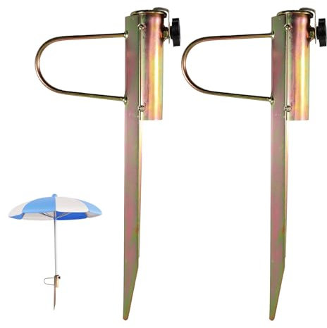 Tulov Lot de 2 supports de parasol - Longueur : 42 cm - Avec poignée - Pour parapluies, mâts de drapeau, séchoirs rotatifs, etc