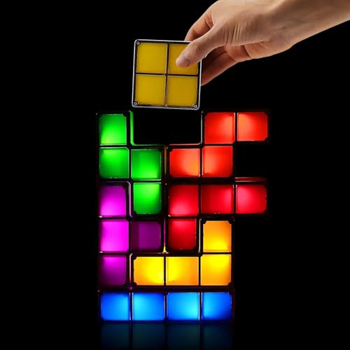LOSCHEN Night Light, DIY Stackable LED 7 Colors Interlocking Induction Novelty Desk Lamp, 3D Puzzle Magic Light Bright for Kids, Teens, Gamer (USB)