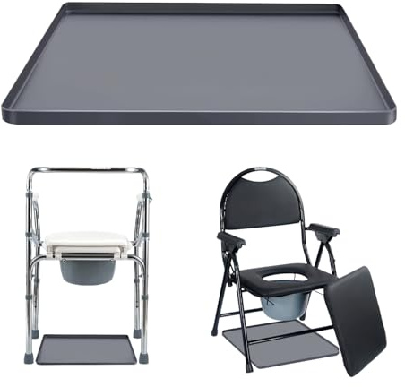 Bedside Commode Floor Protector Mat, Silicone Toilet Mats with Raised Edge, 50X60cm Waterproof Non-Slip Floor Protector, for Under Raised Toilet Seats/Commode Chairs/Potty Chair (Gray)