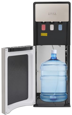 Bottom Loading Water Dispenser, 3 Temperature Settings - Hot, Cold & Room Water, with Over-Temperature Protection, Overload Protection, Anti-Dry Burn Protection for Office, Home (Silver Gray)