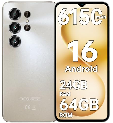 DOOGEE Note 56X Smartphone Android 16, 6150mAh, 24GB RAM+64GB ROM/TF 2TB Telefono Cellulare, 6.56/90Hz Display Telefoni Cellulari, 4G Dual SIM Cellulari e Smartphone, Octa Core/Face ID/3.5mm Jack