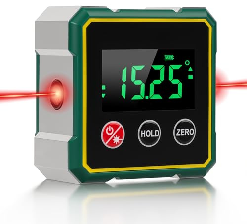 Ruaizel 4-sidig magnetisk digital vinkelmätare, hög noggrannhet, lutningsmätare inklinometer med LCD-display, vattenpass vinkelmätare för träarbete, bygg, maskiner (silver)