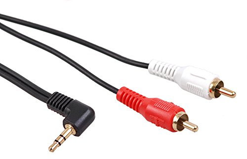 Maclean MCTV-824 Audio Klinken stecker 3,5mm 90 Grad gewinkelt zu 2xRCA Cinch Stecker (1m)