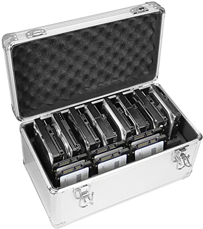 GLOTRENDS B86 14-Slot Aufbewahrungsbox für 2,5/3,5 Zoll interne Festplatten, tragbares Design zum Tragen und Transportieren, IP65 wasserdicht, HDD-Organizer und Schutzbox