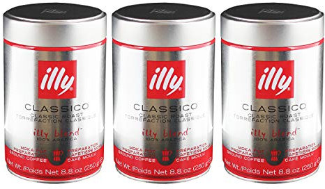 illy Moka, 100% arabica caffè, caffè macinato, espresso, normale roestung, Dose, 3 X 250 G