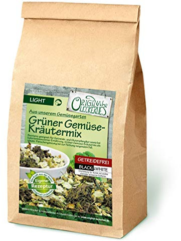 Original-Leckerlies: Grüner Gemüse-Kräutermix Black&White, 500g getreidefreie Gemüseflocken mit Kräutern, Hundeflocken, Barf Zusatz Hund Hundefutter – Naturprodukt für Hunde