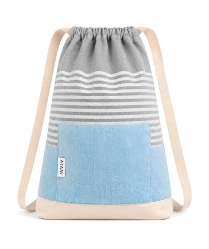 ATANI Toalla de Playa turca (71 x 39 Pulgadas), se Convierte en una Bolsa, Toallas de baño de Gran tamaño, 100% algodón, Manta de Playa Ligera de Secado rápido para Viajes, Picnic, Camping, Yoga y
