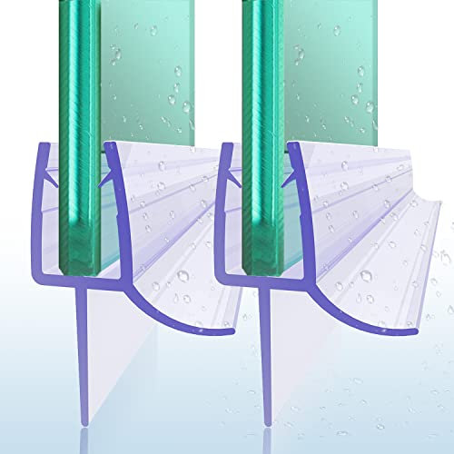 Junta de ducha de 100 cm, 2 unidades, para cristal de 5 mm de grosor y 6 mm de grosor, borde de goma con labio interior alargado, para puerta de ducha de PVC, deflector de agua para cabina de ducha