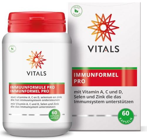 Vitals - Immunformel Pro 60 Kapseln mit Quercetin, Lecithin, Vitamin A, Vitamin C, Vitamin D3, Vitamin K2, Selen und Zink. 100% Vegan. Die wichtigsten Nährstoffe für die Widerstandsfähigkeit.