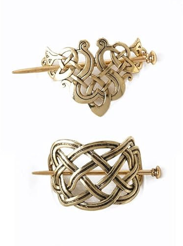 2 Stück Wikinger keltische Knoten Clips Haarnadel Haarnadel Haarschmuck für langes Haar Frauen Mädchen Haarschmuck (Gold)