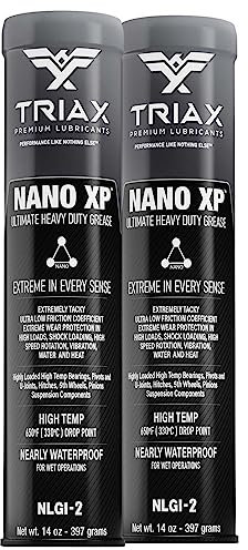 TRIAX Nano XP Grasso Ultra Heavy Duty, Completamente Sintetico con Nano Fullerene, Punto di Goccia >330°C, Carico EP Estremo. Per Cuscinetti ad Alta Temperatura, Telaio/5a Ruota, Marine (2 x 400 g)