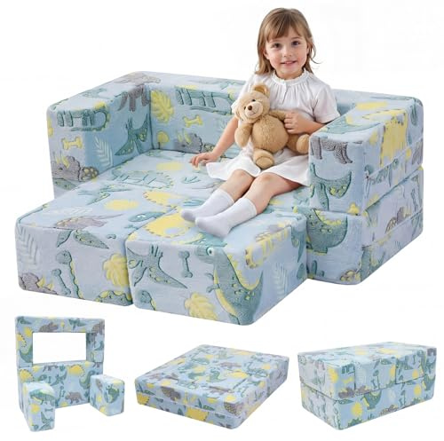 MeMoreCool Divano letto per bambini, poltrona per bambini, si illumina al buio, divano pieghevole per bambini, sedia da pavimento per bambini, mobili per camera da letto, mini divano modulare per