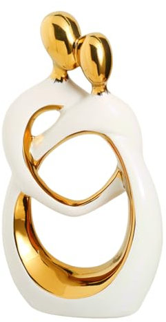 QBMYCN Statua in ceramica di coppia che abbraccia, statua di arte astratta moderna, scultura romantica di coppia astratta, per soggiorno, camera da letto, ufficio, ingresso, camino.