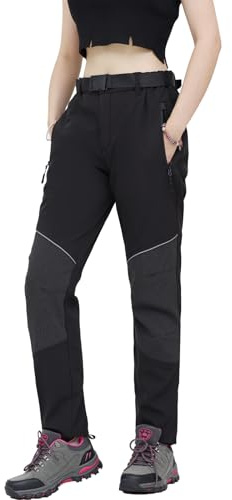 WORK IDEA Pantalon de randonnée exigeant pour Femme, matériau imperméable, Coupe élastique, Chaleur hivernale, Fermetures éclair contrastées