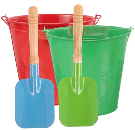 Alasum 4 Cubos de Arena para Niños Cubo de Jardinería y Hierro Resistente con Asa Robusta Diseño para Playas Piscinas y Fiestas al Aire Libre