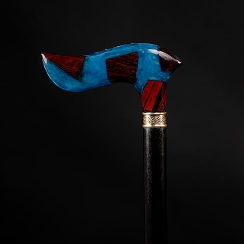 Handmade Rosewood Wooden Walking Cane for Men | Epoxy Resin Walking Stick for Senior | Lightweight Walking Cane (SkyBlue)