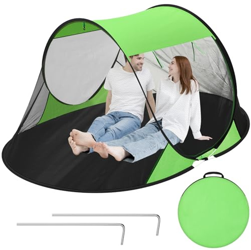 Wowangce 1 Pcs Pop up Mosquito Tent for Camping Instant Netting Screen Foldable Pop Tent with Ground Pin Waterproof Insect Bug Net for Outdoor Hiking Summer (86.6 x 59 x 45.3 Inches,Green)