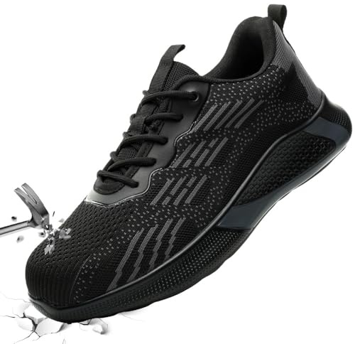 Chaussures de Sécurité Hommes Chaussures de Travail Femmes Légère 36-46 | Unisexe Respirantes Antidérapantes Embout en Acier Chaussures de Protection Basket de Sécurité