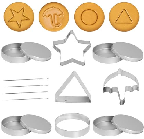 Moldes De Galletas Para El Juego Coreano: Cortador De Galletas De Acero Inoxidable Juego De AzúCar De Calamar Kit - Paraguas TriáNgulo Estrella Redondo Moldes Para Hornear Para Juego De Fiesta