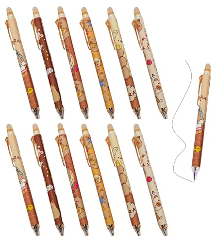 12 stycken tecknad Capybara neutral penna, neutral press, söt brevpapper, skrivverktyg, studentbrevpapper.