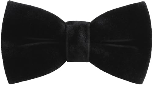 Mabor Men's Black Velvet Bow Tie - Pre-Tied Adjustable Necktie for Formal Wear, Weddings & Business Events