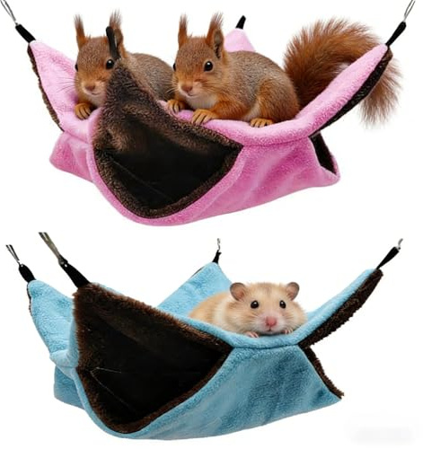 Esshogo 2 Amaca per animali domestici, piccola gabbia per animali domestici, amaca per animali di piccola taglia, cavia di porcellini d'India, piccoli animali, amaca, giocattoli per ratti, accessori
