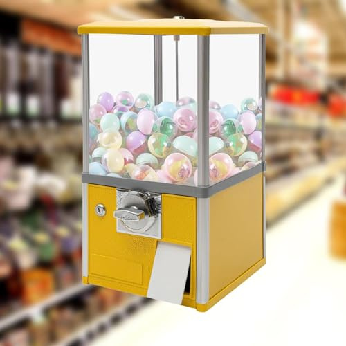 ZXINXIN Máquina expendedora de Dulces para pequeñas Empresas, Dispositivo expendedor de cápsulas de chicles, máquina de cápsulas Redondas comerciales para Centro de Fiestas Yellow