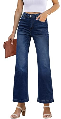 Roskiky Womens Capri Pants Wide Leg Cropped Trousers for Women UK Indigo SkyBlue XL