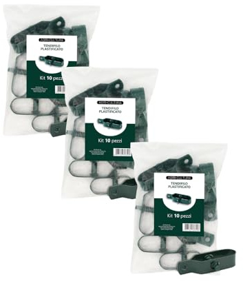 AGRI-CULTURA® | Tendifilo in Metallo Plastificato Verde – Set da 10 Pezzi | Ideale per Recinzioni, Stendibiancheria, Pali da Giardino | Prodotto in Italia.