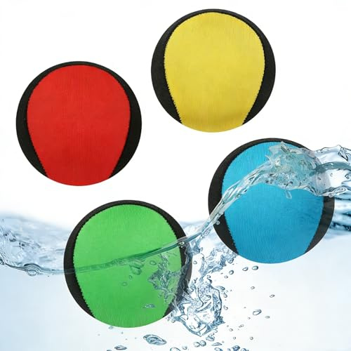 Chennyfun Water Bouncing Balls, 4Pcs Pelotas De Agua Reutilizables Water Bouncing Ball, Secado Rápido Bola de Rebote de Agua, Playa Piscina Mar Fiesta y Actividades para Niños Adultos