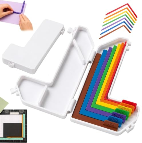ZFFAFUR 7Pcs Paper Crafting Alignment Rulers with Storage Box, Precision Layering Tools for Card Making, Scrapbooking, and Matting, Color Coded Spacers with Size Labels, 1/16 to 1/2 Inch