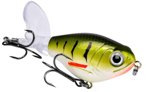 Cpolebev Leurre de Pêche Whopper Popper Flottant Artificiel avec Hélice pour la Pêche au Brochet