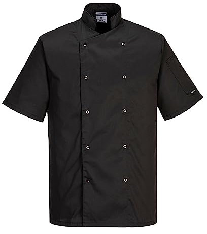Portwest C733 Veste de Chef Moderne Légère à Manches Courtes Cumbria Noire, L