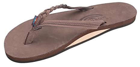 Rainbow Sandals Womenâs Flirty Braidy, Expresso, X-Large / 8.5-9.5