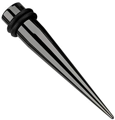 Treuheld® Dehnstab mit Gummiringen - Schwarz - 9mm - Chirurgenstahl/Edelstahl Ohr Expander - Piercing Dehner & Flesh Tunnel Dehnungsstab