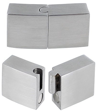 Auroris - Flacher Magnetverschluss aus Edelstahl matt-Optik - Loch: 10x3mm