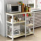 DlandHome Küchenregal Stehend Mikrowellenhalter Standregal Metall, platzsparendes Bäcker Regal mit Gestell, Drahtkorb aus Eisen, mit Haken, Regal für Küche Ahorn