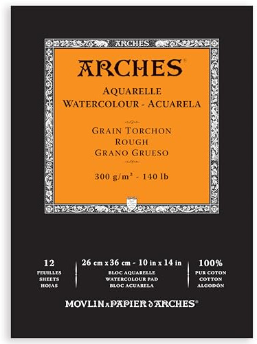 Arches- Bloc Enc 26 x 36 12H Aquarelle 100% épais 300 g Nat, A1795103, Blanc Naturel