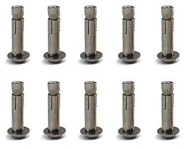 10 pernos de anclaje M6 x 50 de acero inoxidable 304 de procesamiento fino con cabeza hexagonal.